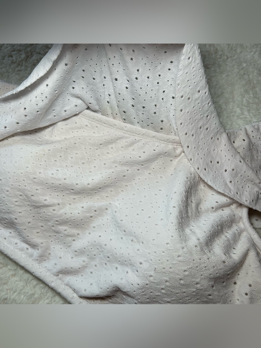 Kona Sol White Eyelet Ruffle One Shoulder Bikini Top Large NEW - Picture 3 of 7